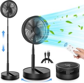 Portable Foldable Rechargeable Oscillating Fan - 9" 7200mah Battery Operated USB C Small Fan Remote