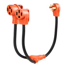 Y Splitter Adapter, 30 Amp, 4 Prong Outlet 240 Volt Dryer to EV Charger Adapter, NEMA 14-30P to 14-30R/14-50R, with Grip Handle