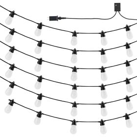 RGB Outdoor String Lights, 100FT, Outside Patio Lights with APP Control 30 Bulbs, 15 Single-Color Adjustable Brightness Time Setting