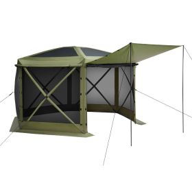 Pop up Gazebo Screen Tent, 10 x 10 ft Large 6-Sided Camping Canopy Tent with Removable Top & Carry Bag, Quick-Set & Bite-Proof