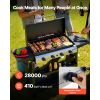 Gas Griddle, 4-Burner Flat Top Grill, 29 inch Grill Plate Propane Griddle with Wheels, Lid, 28000 BTU Outdoor Flat Top Grills for Pan-Frying, Grilling