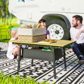3ft Aluminum Small Folding Table, Portable Camping Table with Storage Bag, Carry Bag for Outdoor Picnic BBQ, Brown (Color: General)